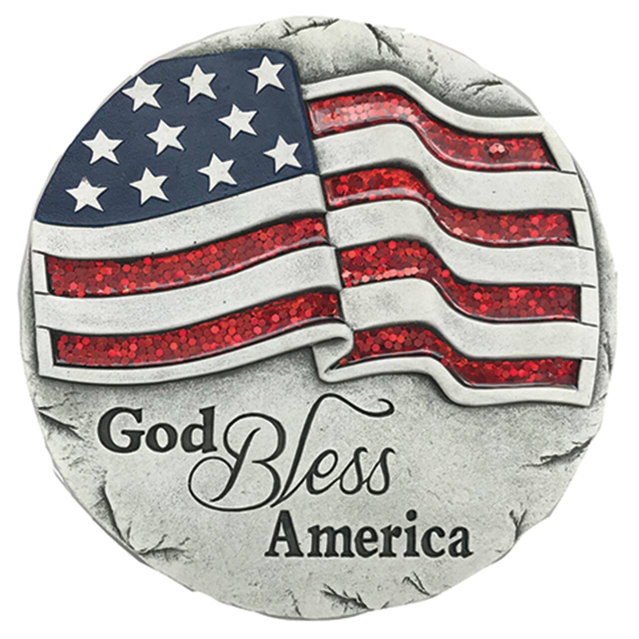 Santa's Workshop 10" God Bless America Stepping Stone